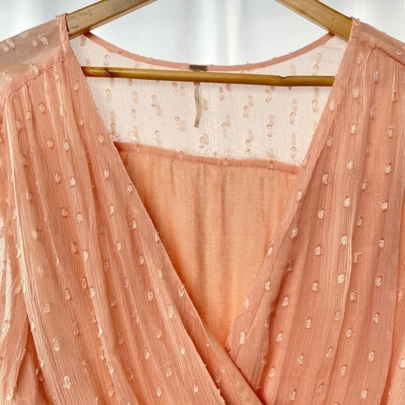 Free People Long Sleeve Daliah‎ Mini Dress in Peach Size Extra Small - Picture 8 of 12